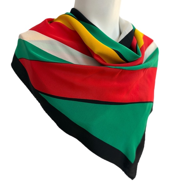 Tulip 100% Silk Scarf – Bold Abstract Stripes – Hand Rolled Hem - Picture 6 of 9